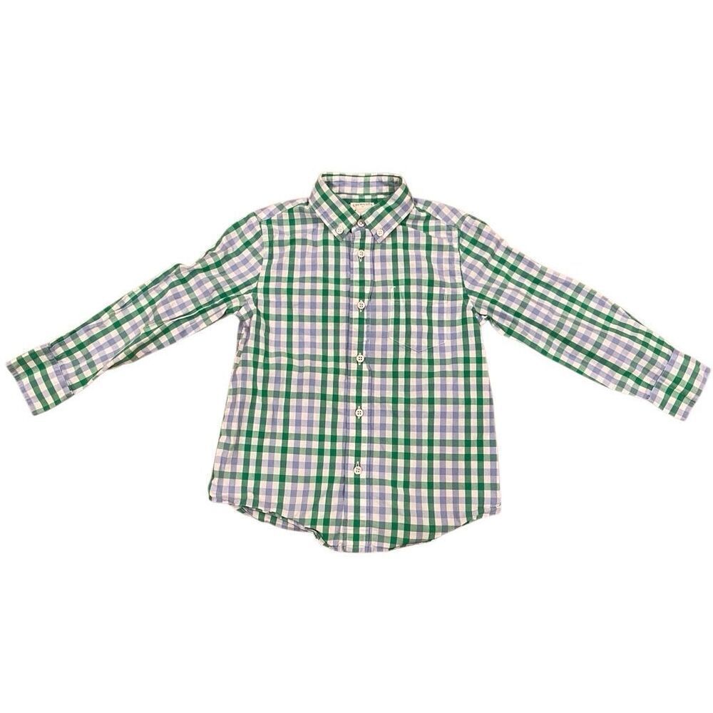 J Crew Factory Crewcuts Boys 4-5 Gingham Plaid Button Down Shirt Spring Preppy